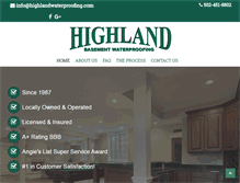Tablet Screenshot of highlandwaterproofing.com